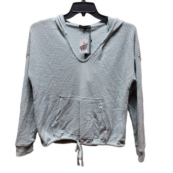Gibsonlook wintersage Green Hoodie kangaroo pocket Waffle Weave Shirt Medium Top - Picture 1 of 5
